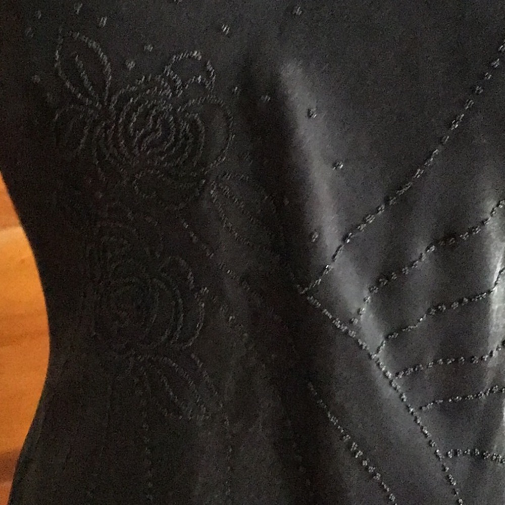 Black maxi dress with black beads down front